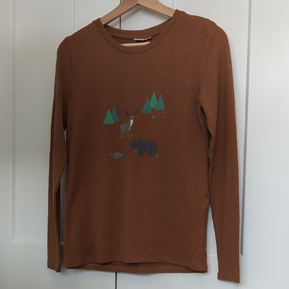 Twik Brown Women's Long Sleeve Shirt with Nature Design